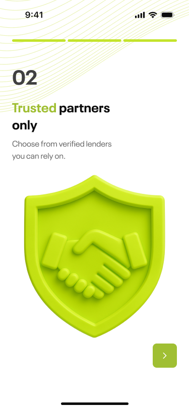 Main screen: select loan amount